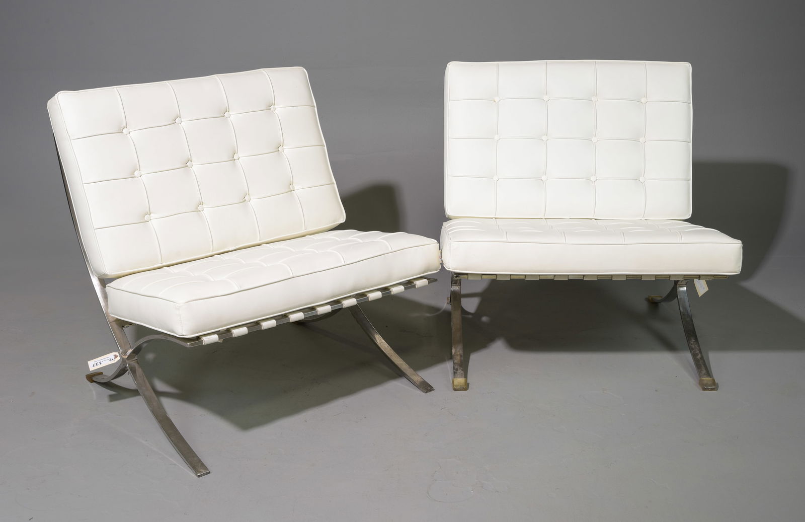 Pair of Barcelona Style White Leather Tufted Chairs #1 (1 of 6)
