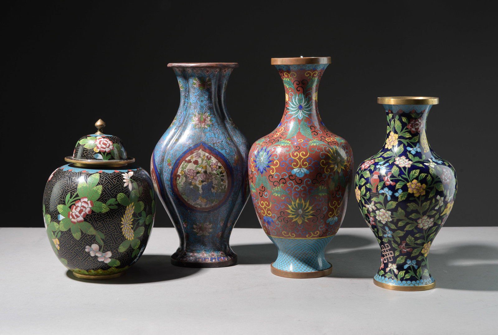 3 Chinese Cloisonne Vase & 1 Cloisonne Ginger Jar (1 of 10)