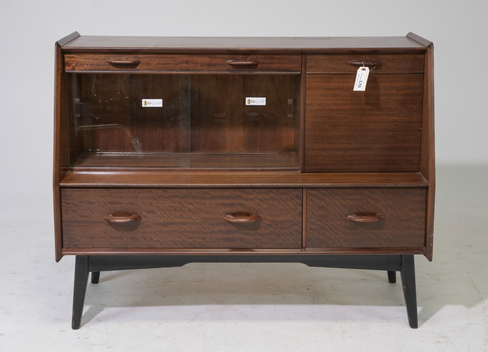 Mid Century Modern Cocktail Sideboard - Gplan: Danish Modern Style Cocktail Sideboard by British Furniture Maker G-Plan - 37.25 in tall x 48 x 19