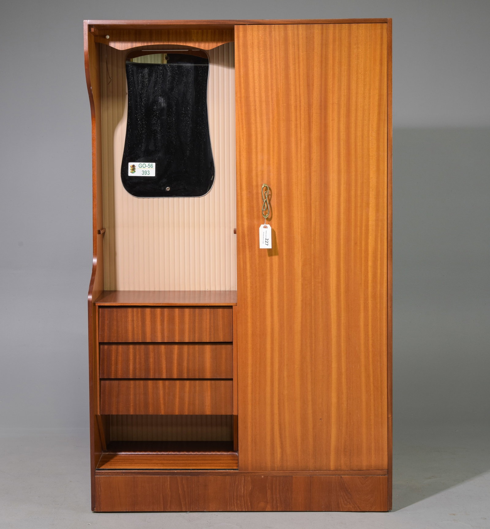Mid Century Modern Sliding Door Hall Robe: Danish Modern Style Sliding Door Hall Robe - Hubbi Robe - 68.5 in tall x 42.5 x 14.5