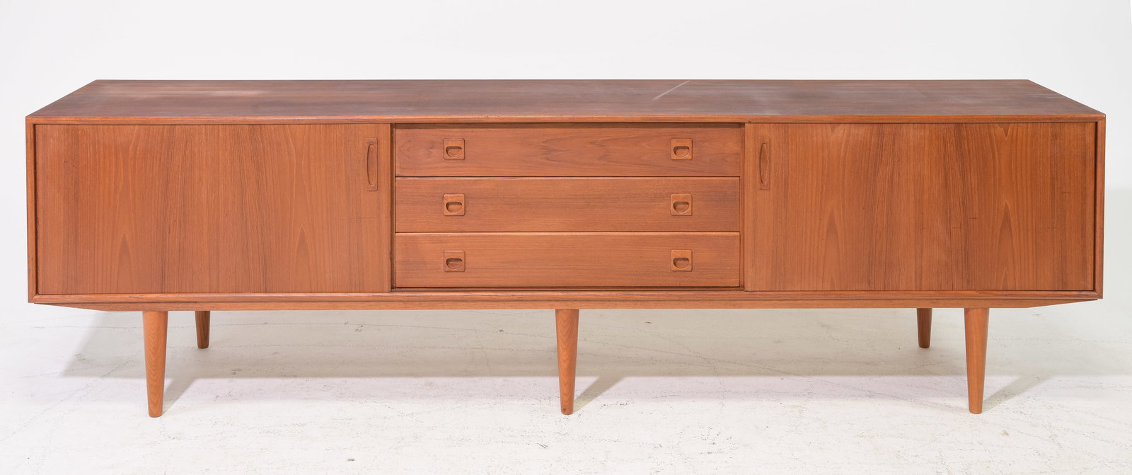 Danish Modern Sliding Door Sideboard / Credenza #2: Danish Modern Teak Sliding Door Sideboard / Credenza - 27.5 in tall x 94.5 x 19.5