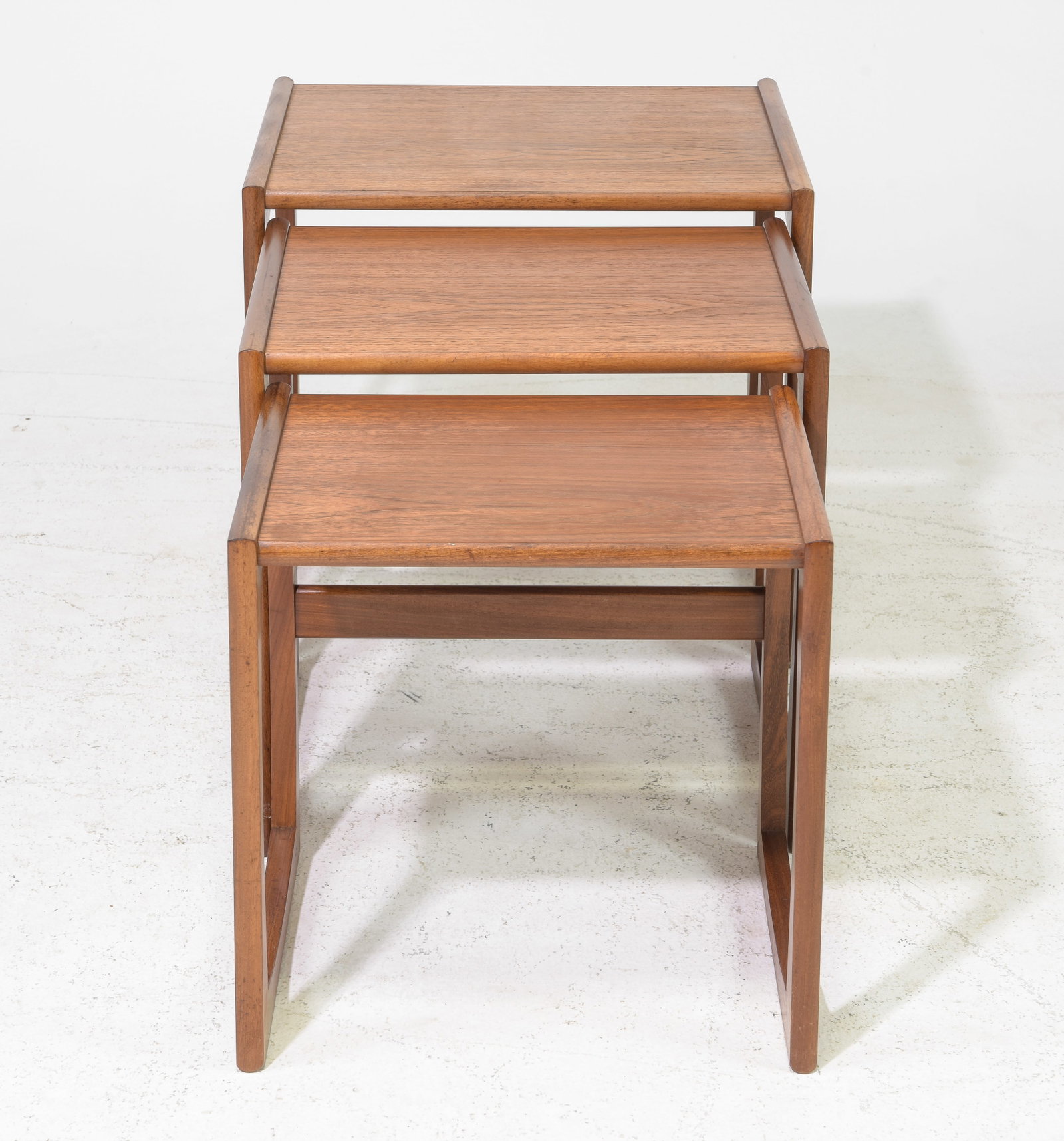 Mid Century Modern Quadrille Nest of 3 Tables #2: This Danish Modern Style Nest is British and made by Mid Century Modern Furniture Maker G Plan ( Gplan ) it stacks to make a bookcase as well. Measurement for largest table is 19 in tall x 21 wide x 1