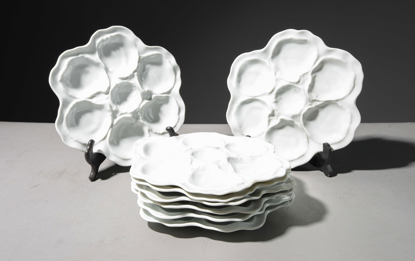 Set of 8 French White Limoges Oyster Plates (1 of 4)