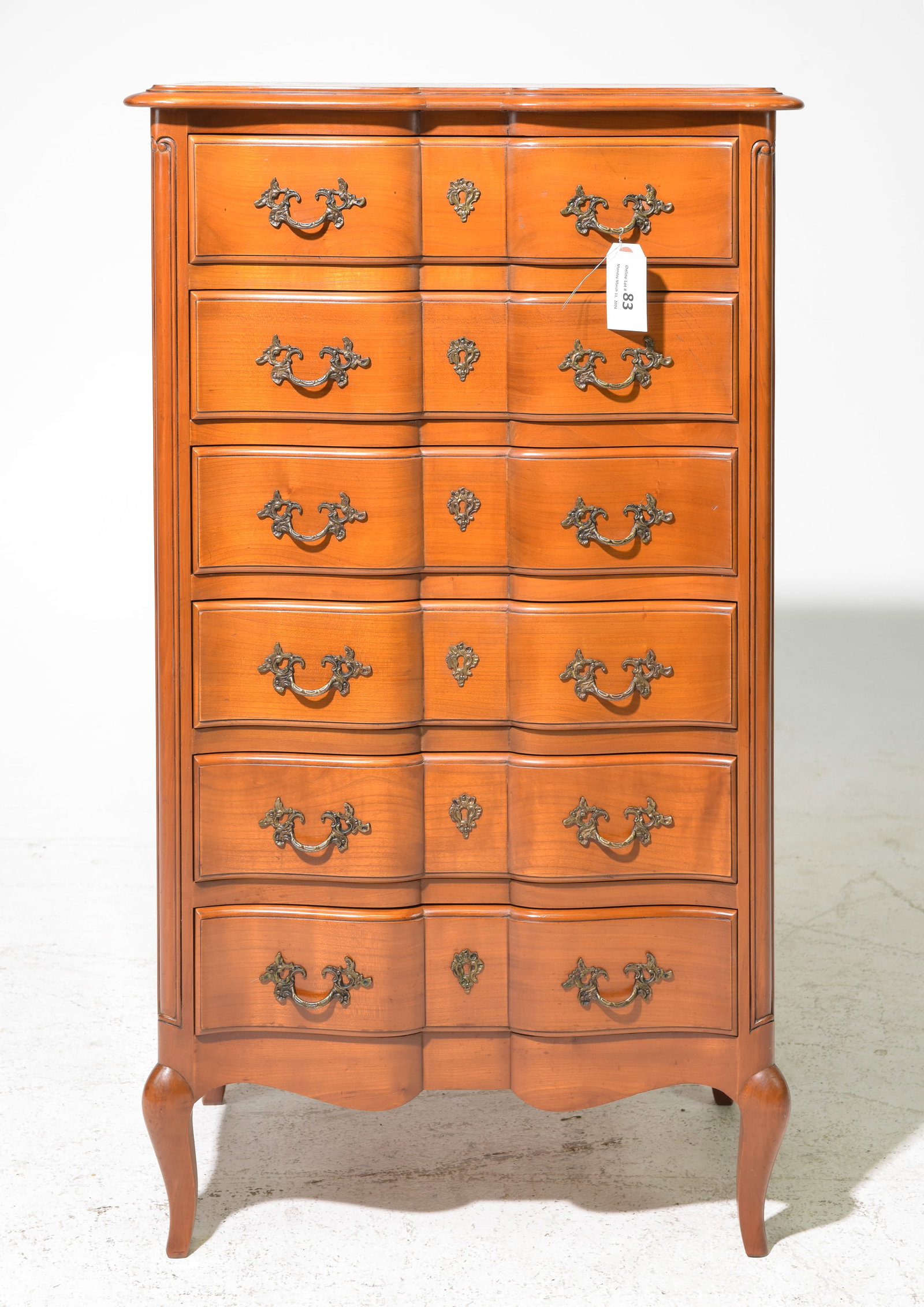 French Regency Style Cherry 6 Drawer Chest (1 of 4)