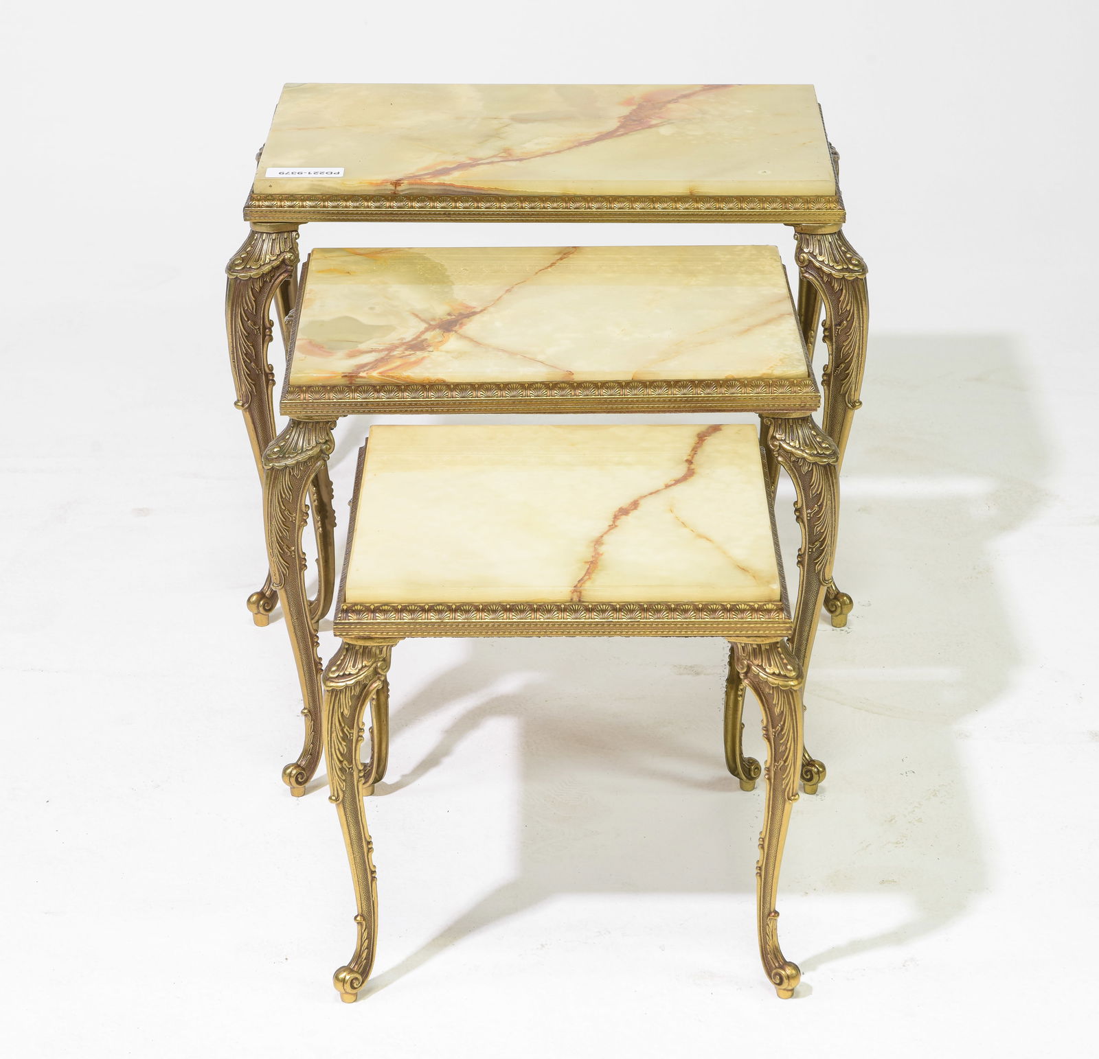Louis XV Style Brass Base Onyx Nest of Three Tables (1 of 5)