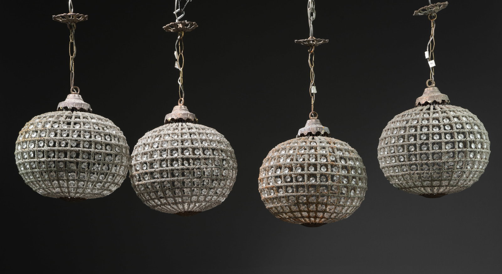 Four Empire Style Small Globe / Ball Chandeliers (1 of 4)