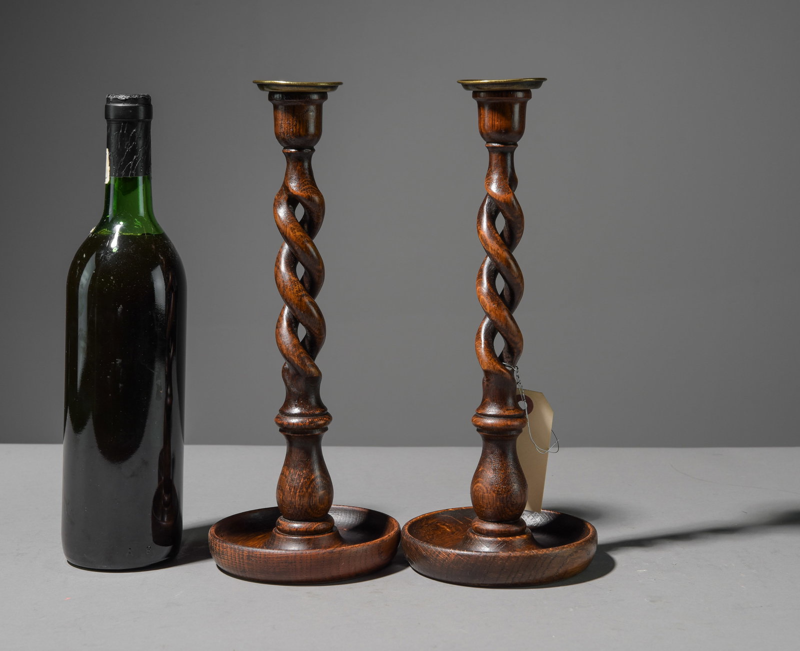 2 British Oak Open Barley Twist Candlesticks #2 (1 of 2)