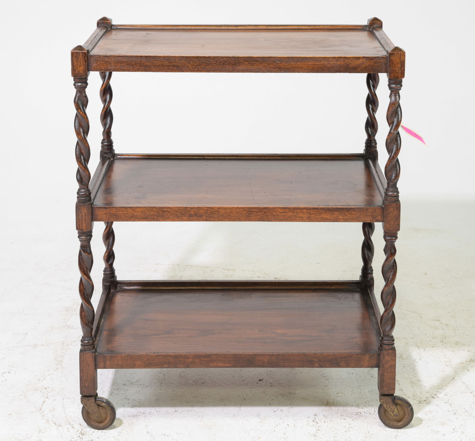 British Oak Barley Twist Three Tier Trolley c.1920's #1 (1 of 3)