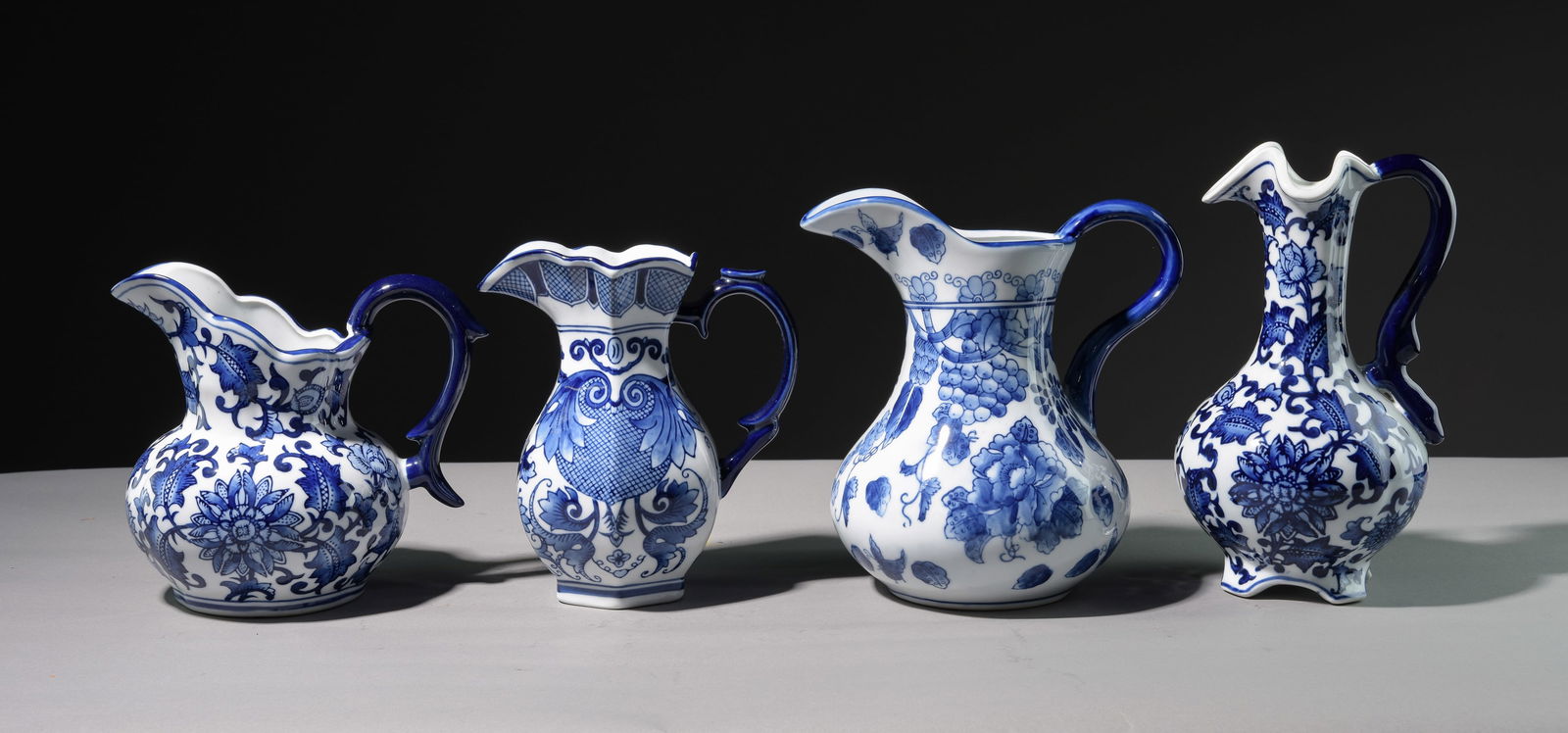 Four Blue & White Porcelain Pitchers (1 of 7)