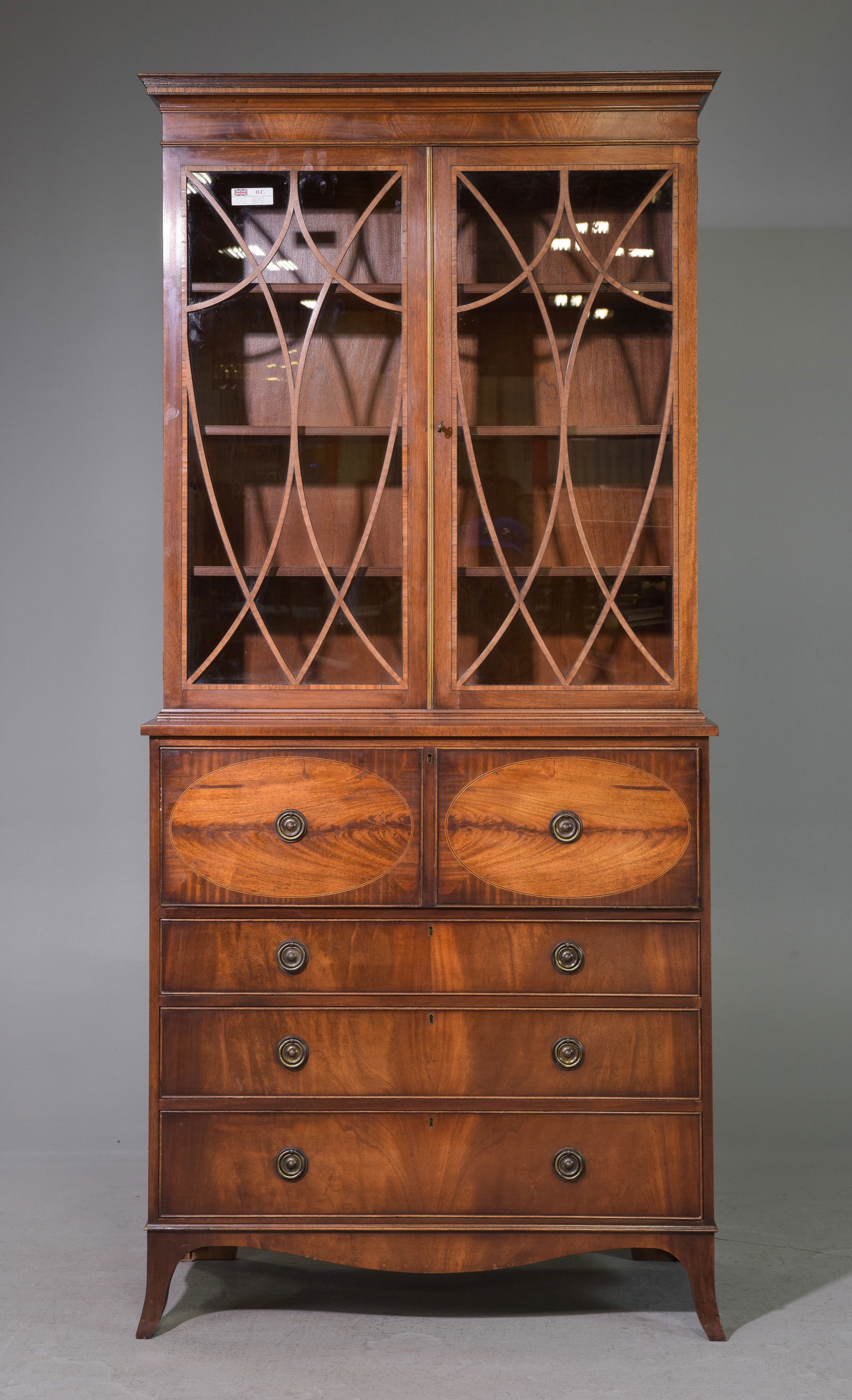 English Mahogany Secretary / Breakfront Bookcase (1 of 10)