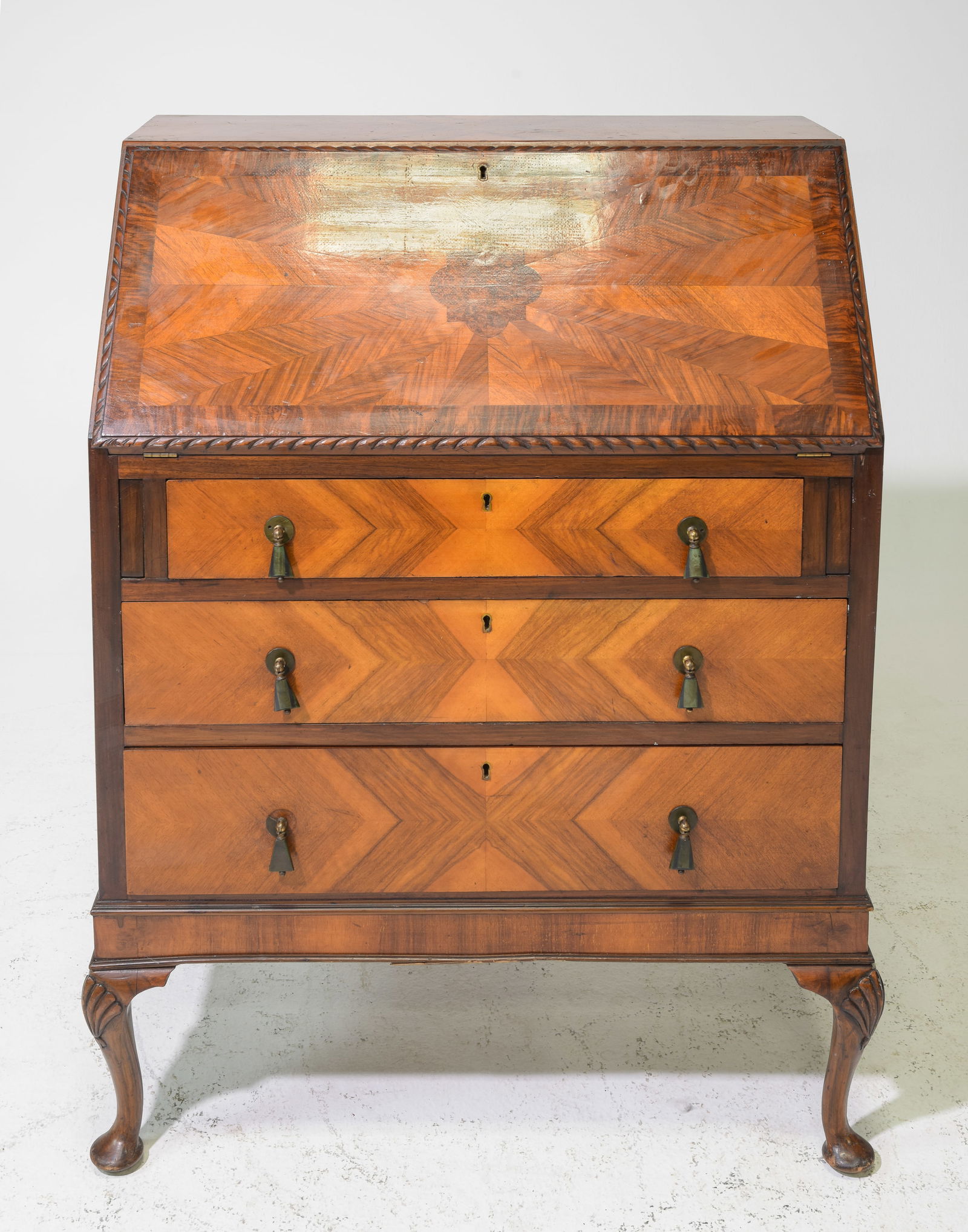 English Walnut Drop Front Desk c.1920's #1 (1 of 7)