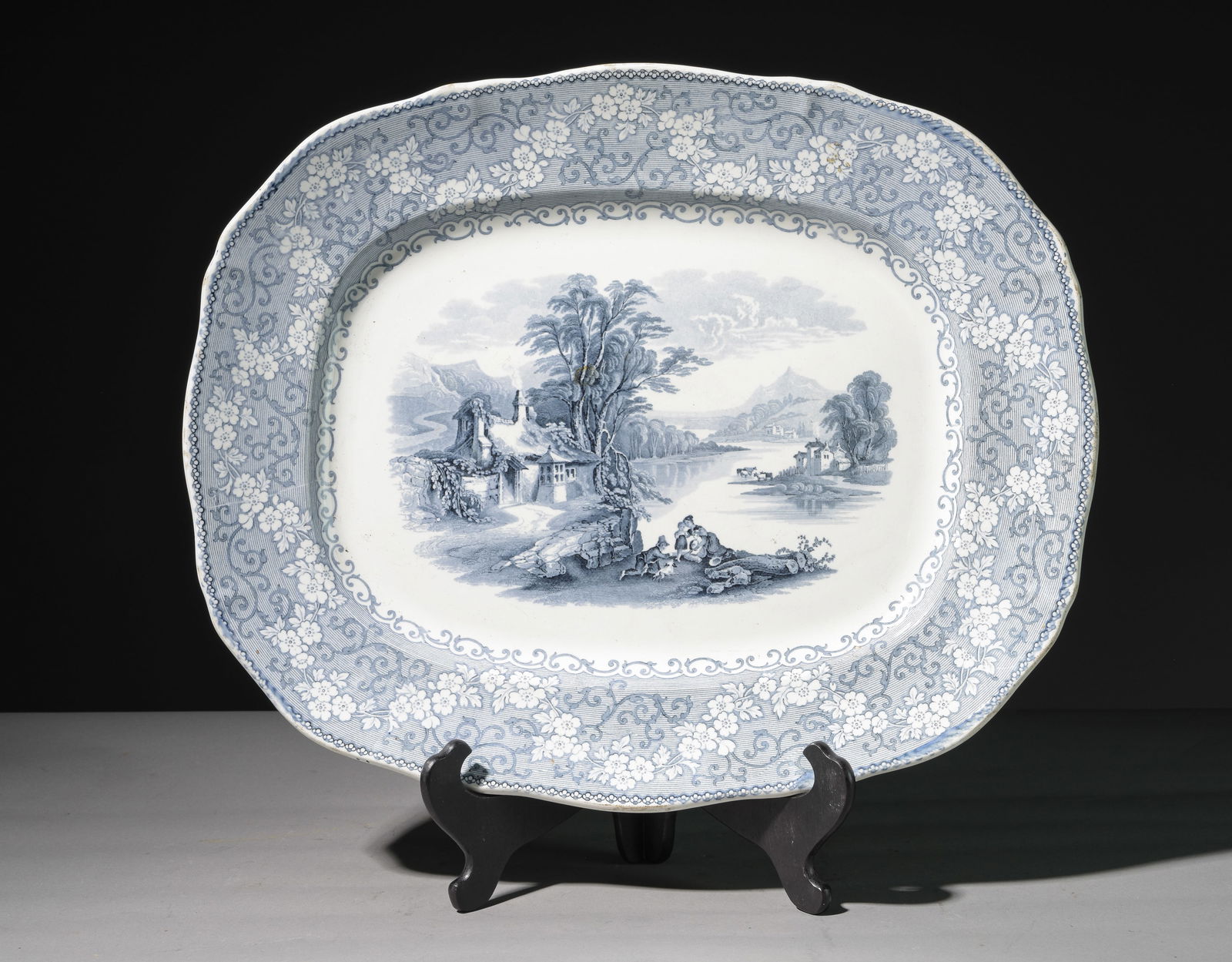 British Blue & White Tree Well Platter (1 of 4)
