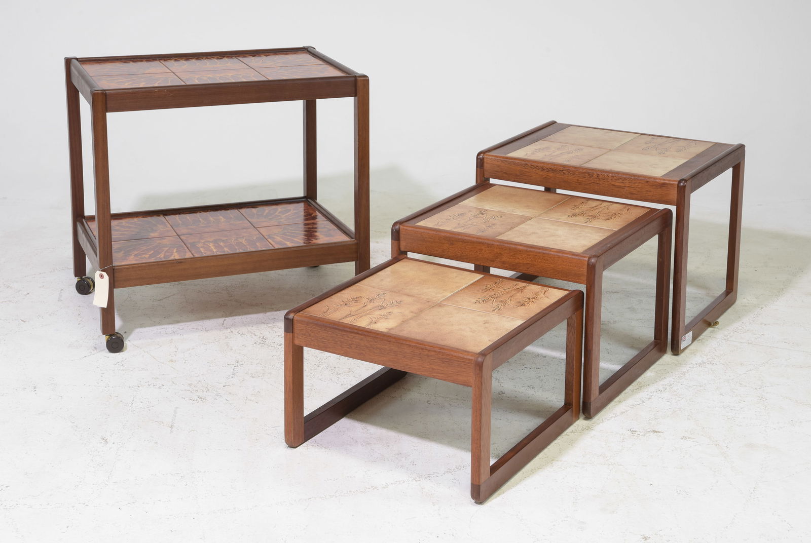 Mid Century Modern Tile Top Trolley & Nest of 3 Tables (1 of 7)