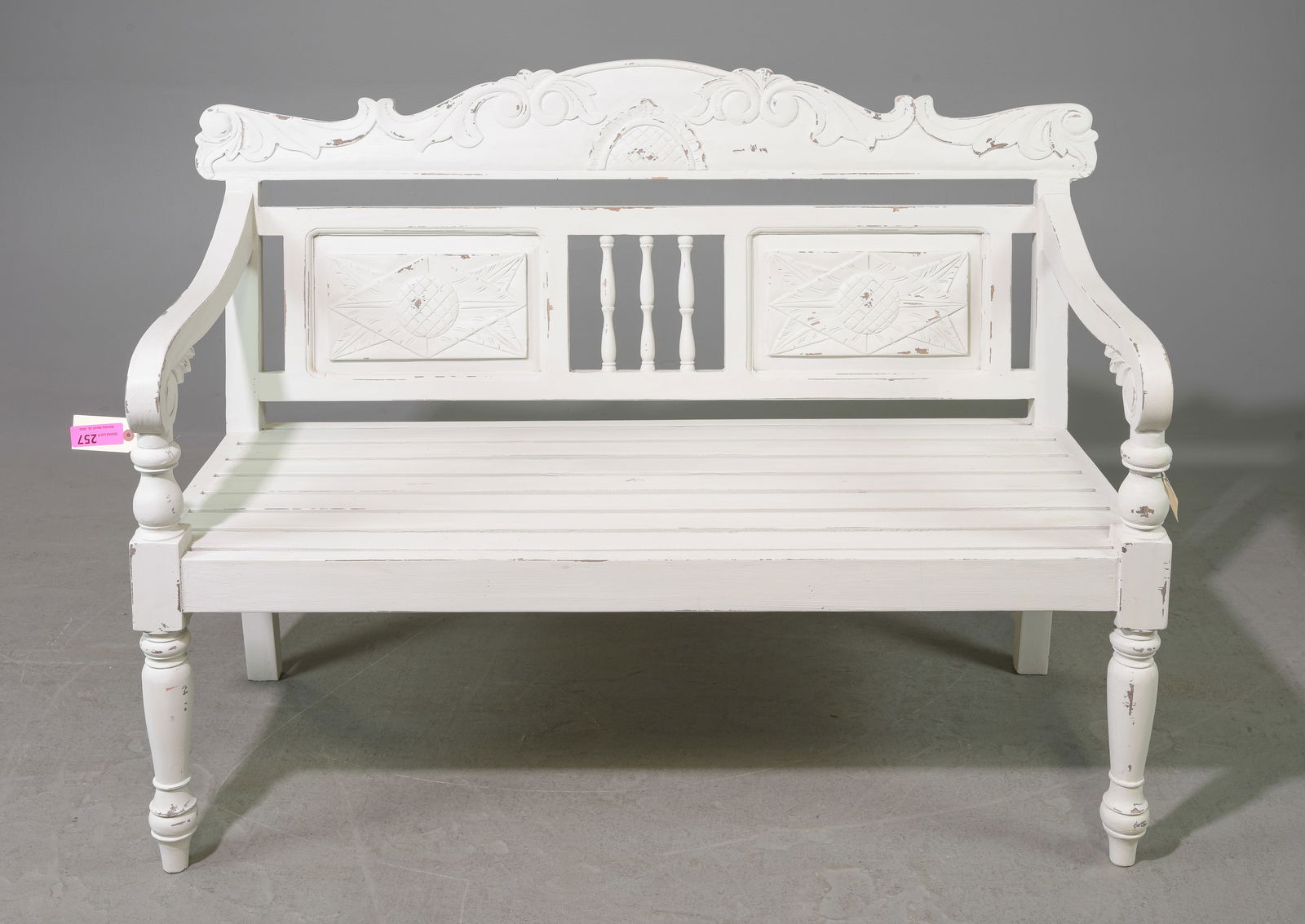 Painted Teak Garden / Hall Bench #1 (1 of 4)