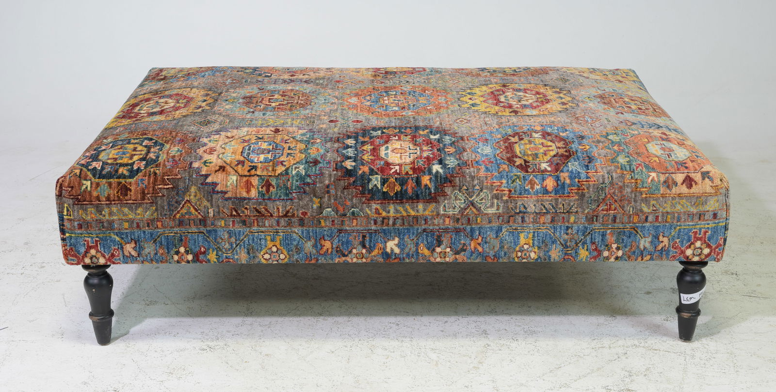 Continental Antique Rug Upholstered Ottoman (1 of 2)