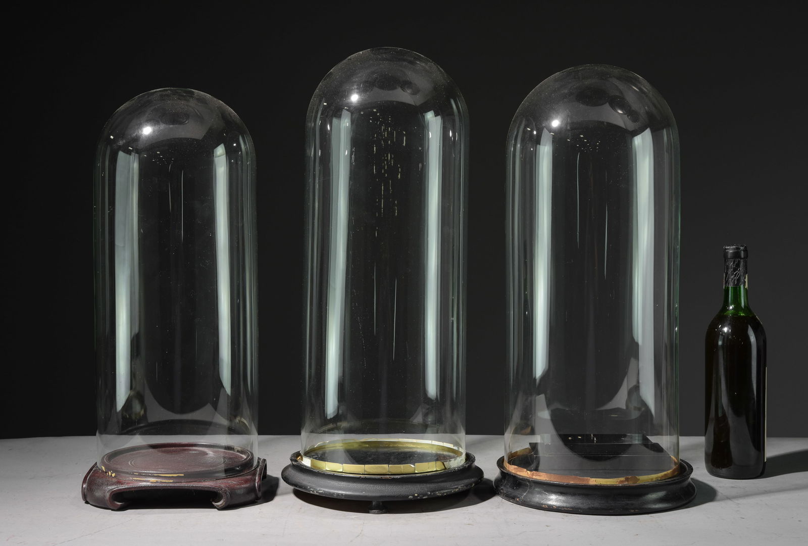Three Glass Cloches / Domes with Wood Bases (1 of 3)