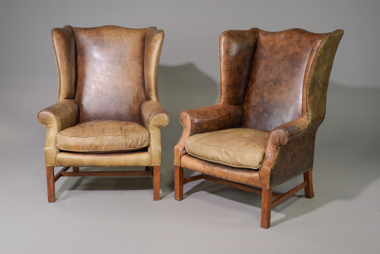 Pair of Oversize Leather Wing Back Arm Chairs (1 of 8)