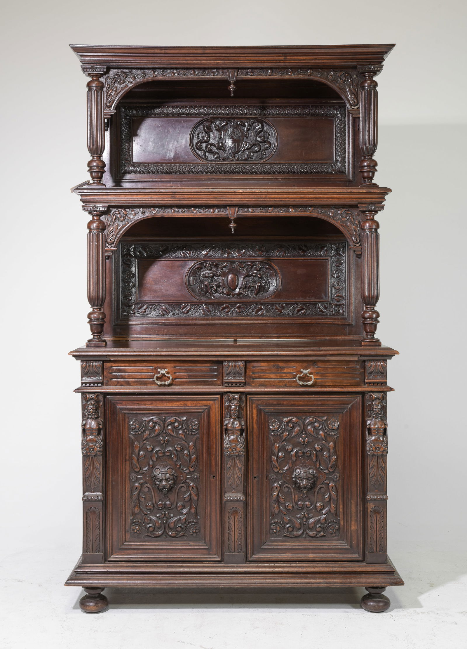 Renaissance Style Carved Walnut Cupboard / Cabinet (1 of 13)