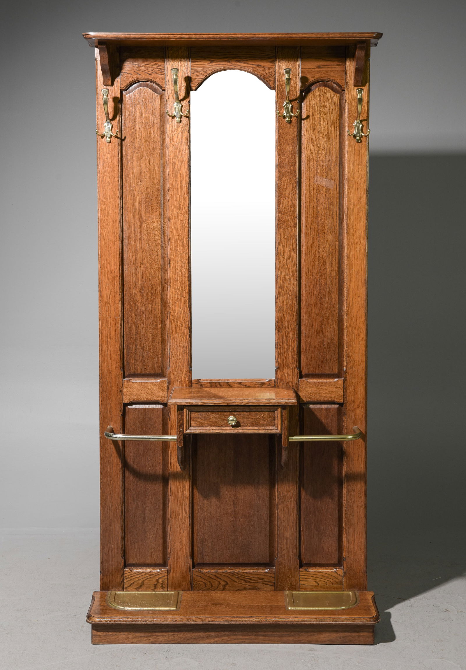 French Oak Mirror Back Hall Tree / Vestiere (1 of 5)