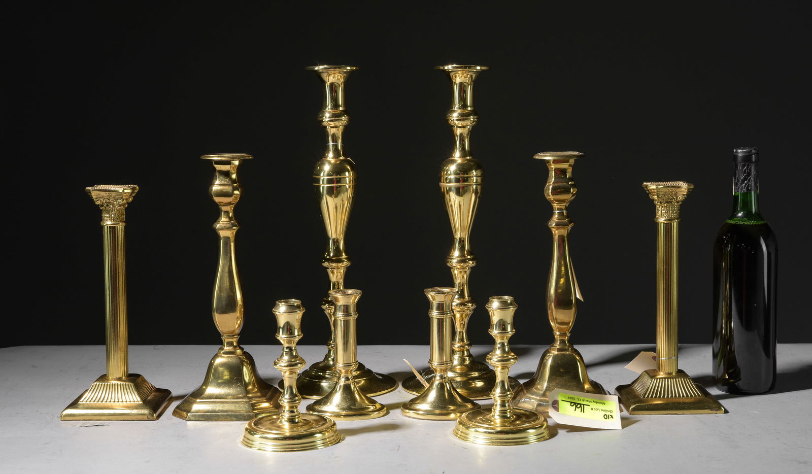 Five Pairs of Brass English & American Candlesticks (1 of 9)