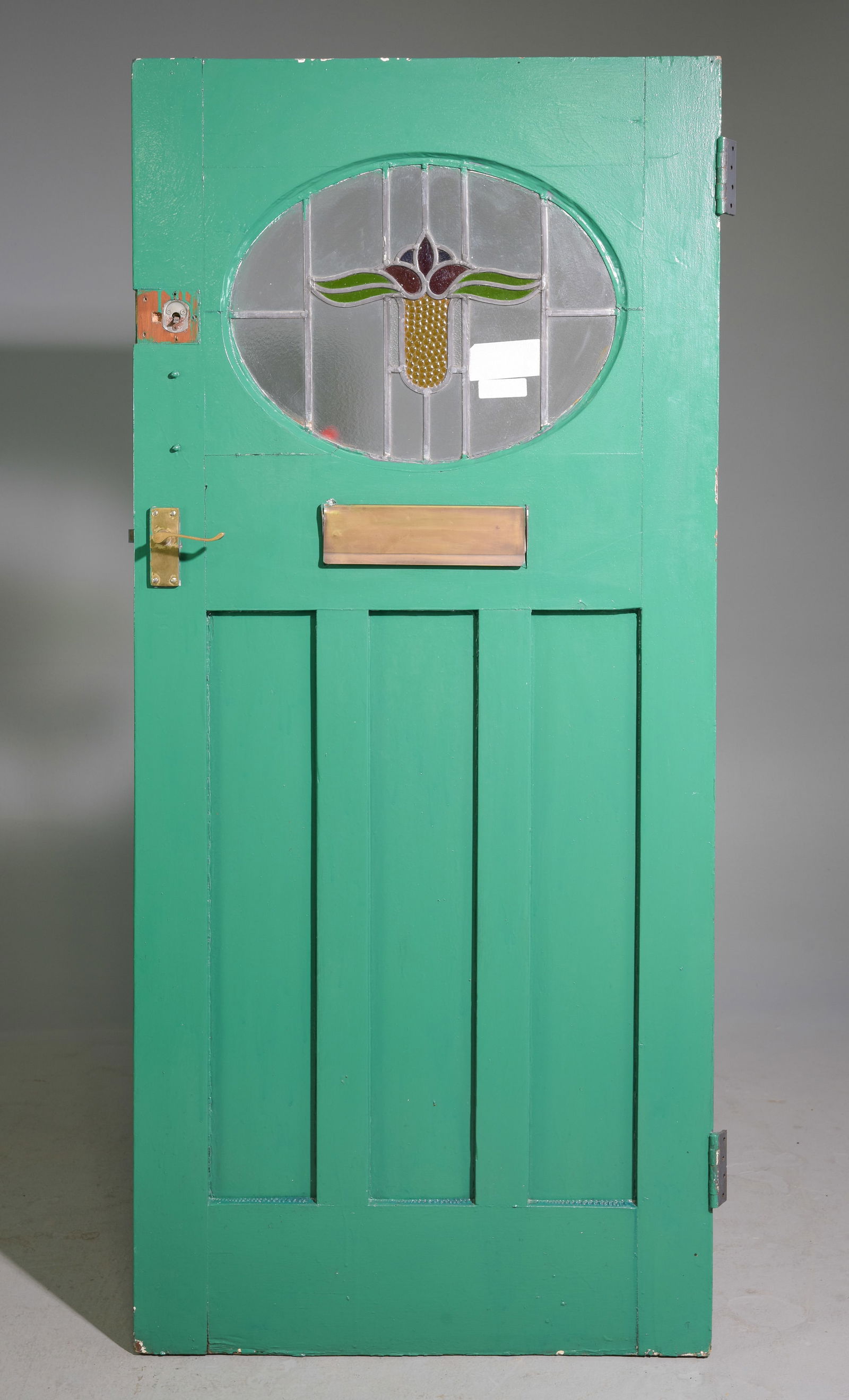 British Green Painted Stained Glass Door (1 of 3)