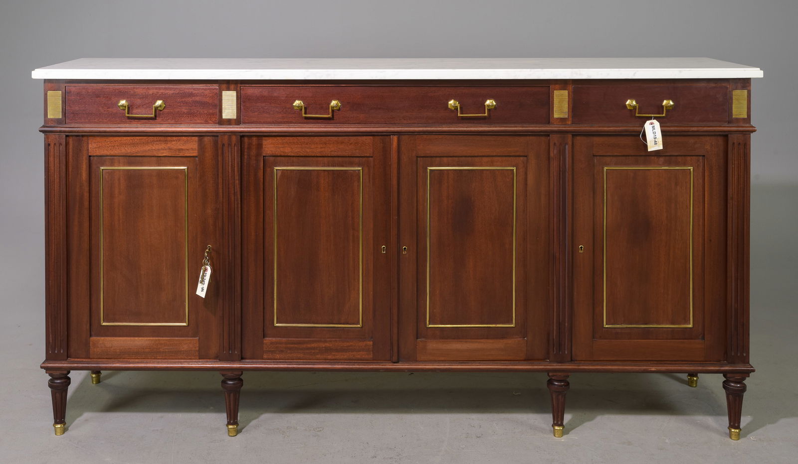 Louis XVI Style White Marble Top Narrow Sideboard (1 of 7)