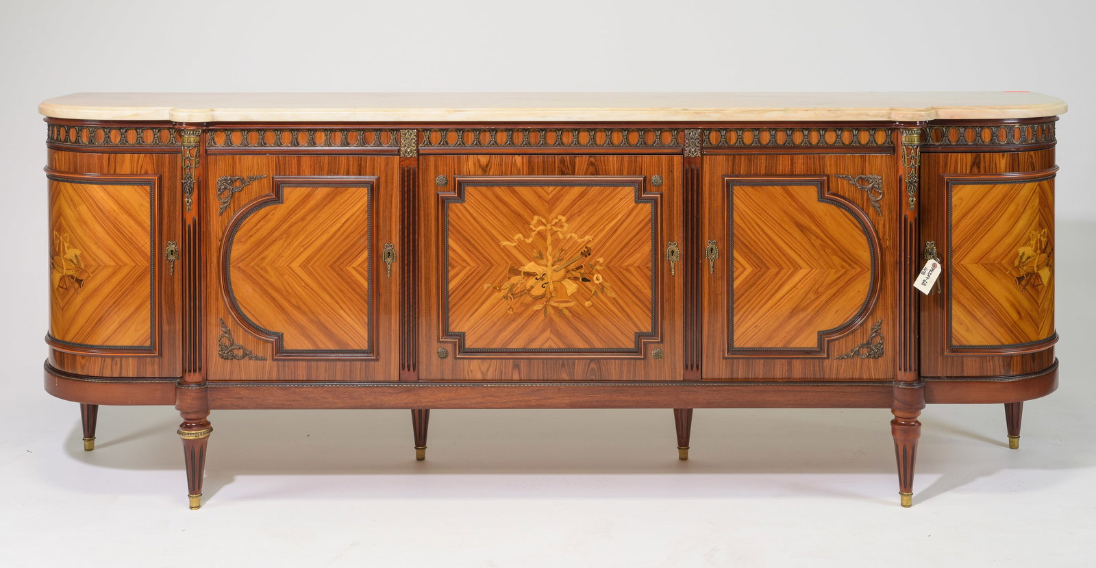Louis XVI Style Marble Top Sideboard with Ormolu: French Louis XVI Style Marble Top Sideboard / Enfilade with Ormolu - 39 in tall x 105 x 23