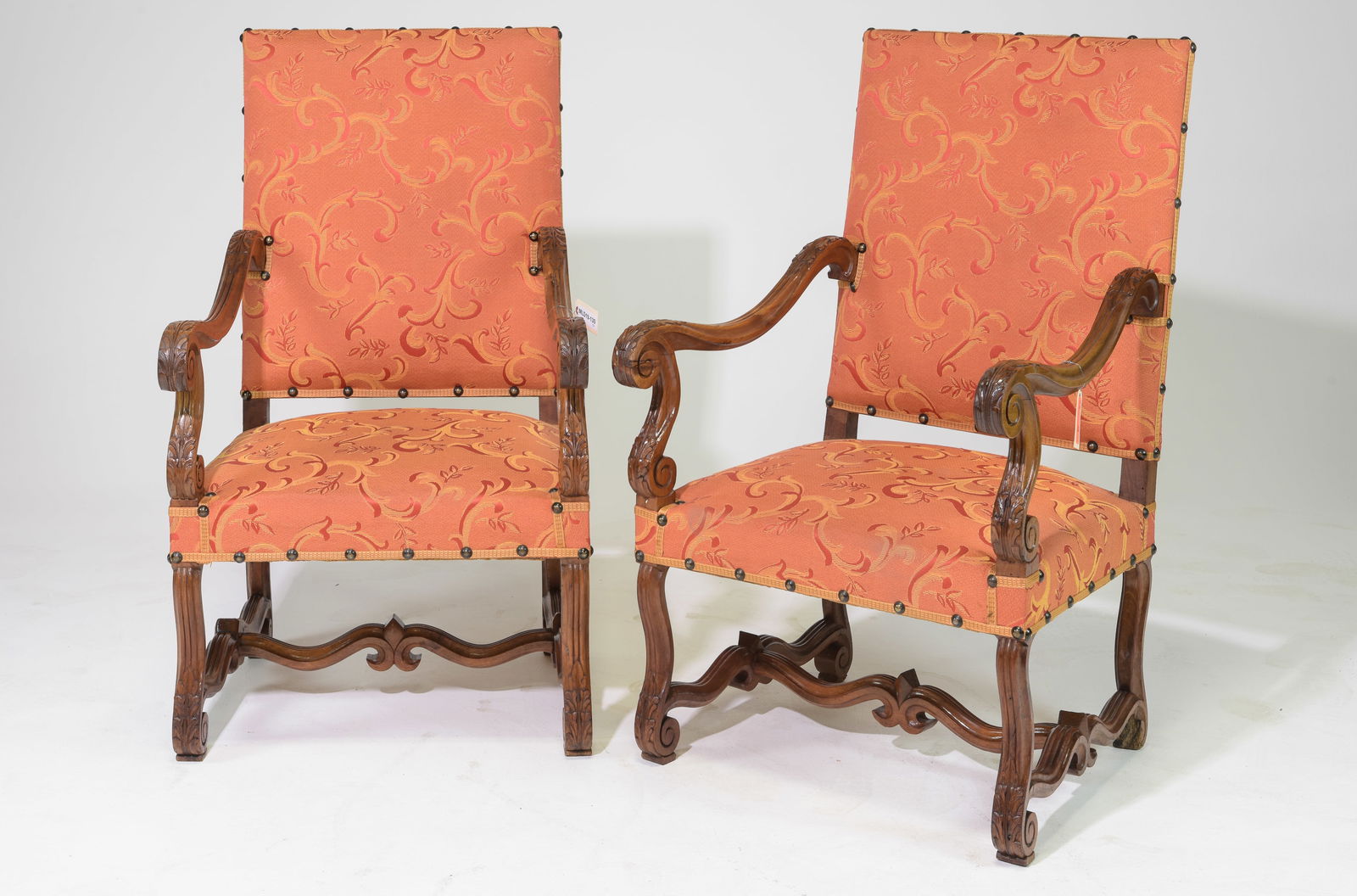 Pair of French Walnut Fireside Arm Chairs (1 of 5)