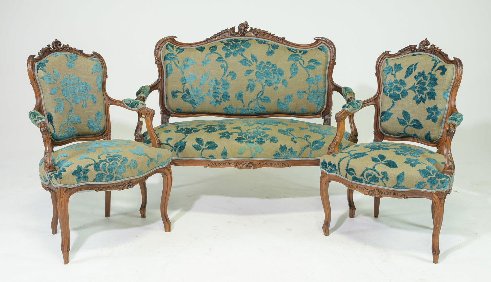 3pc Louis XV Style Salon Suite - Settee & 2 Chairs (1 of 7)