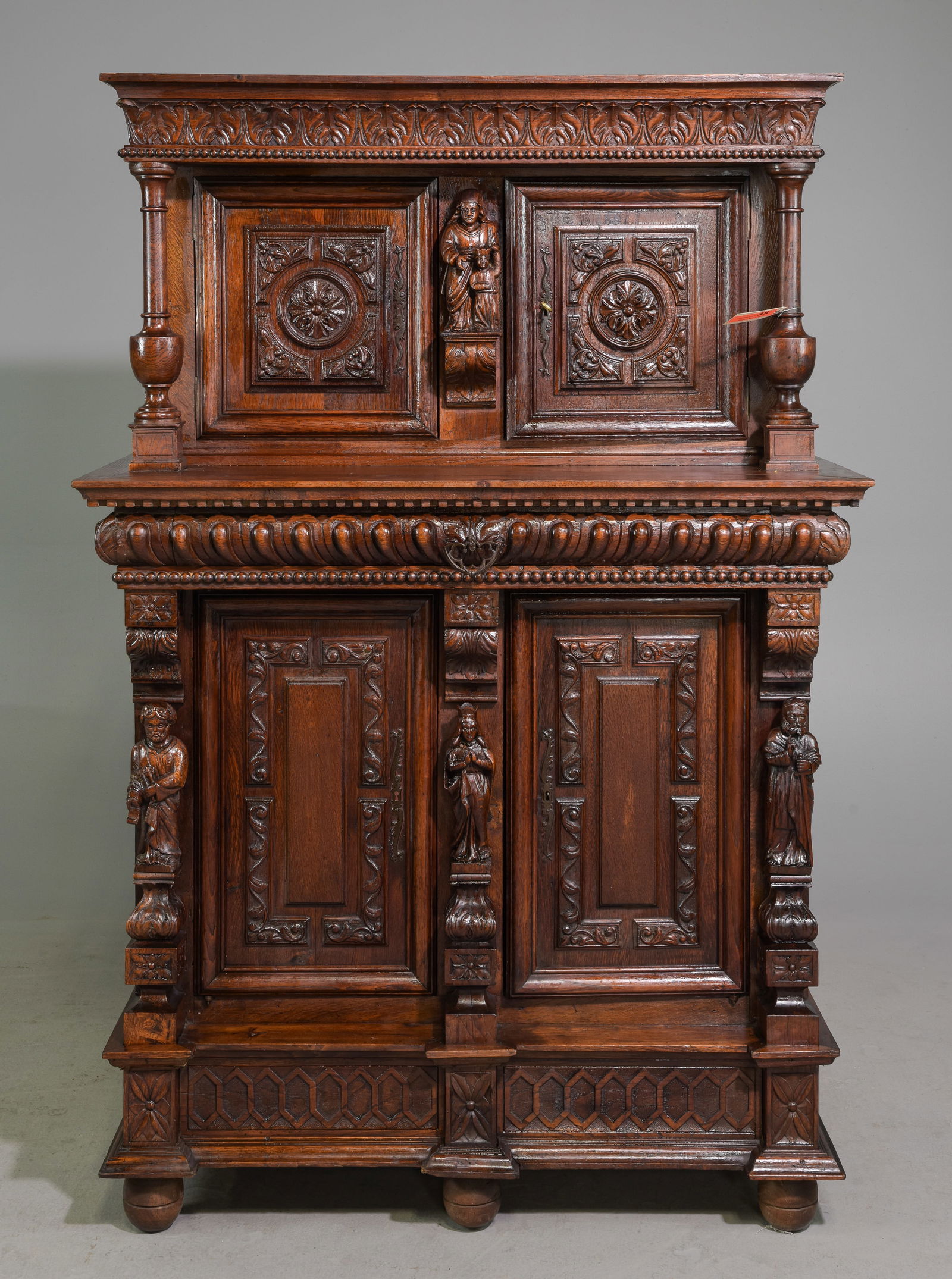 Renaissance Style Figural Carved Oak Cupboard (1 of 9)