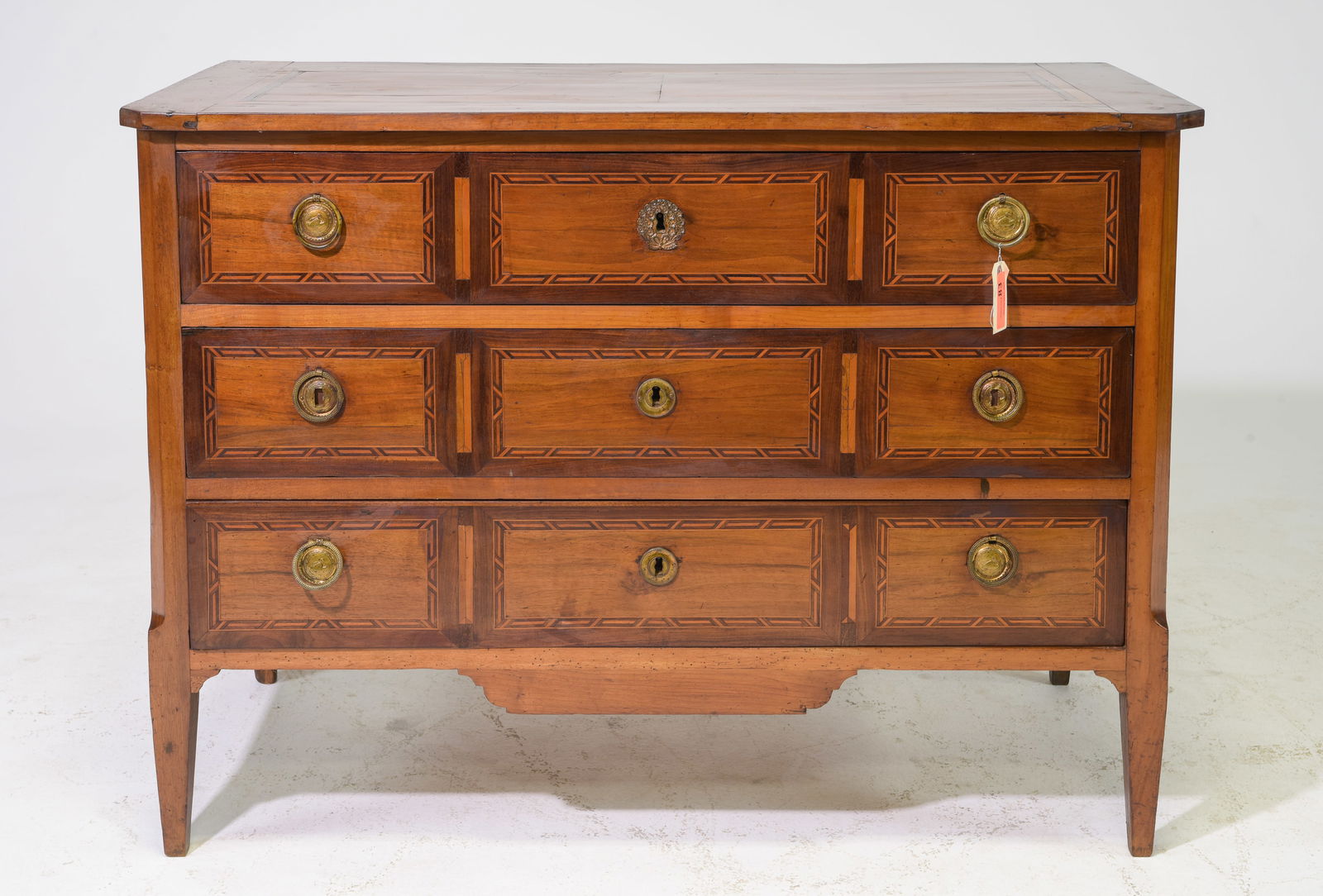 French Inlaid Oak Three Drawer Chest c.1890's-1920's (1 of 9)