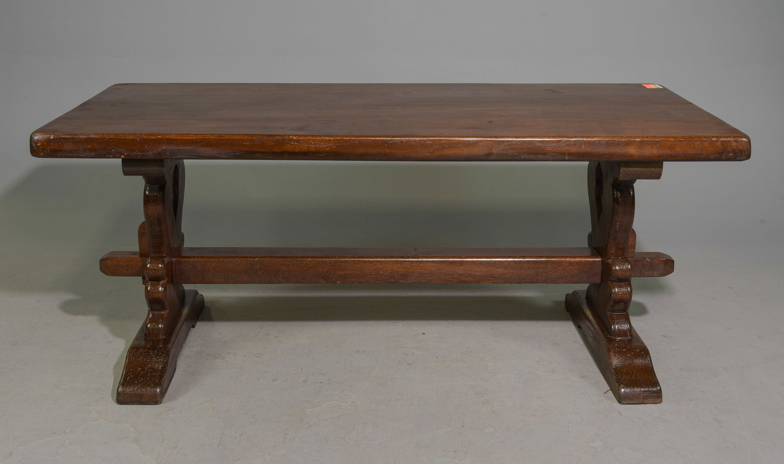 French Solid Heavy Oak Trestle Base Table (1 of 4)