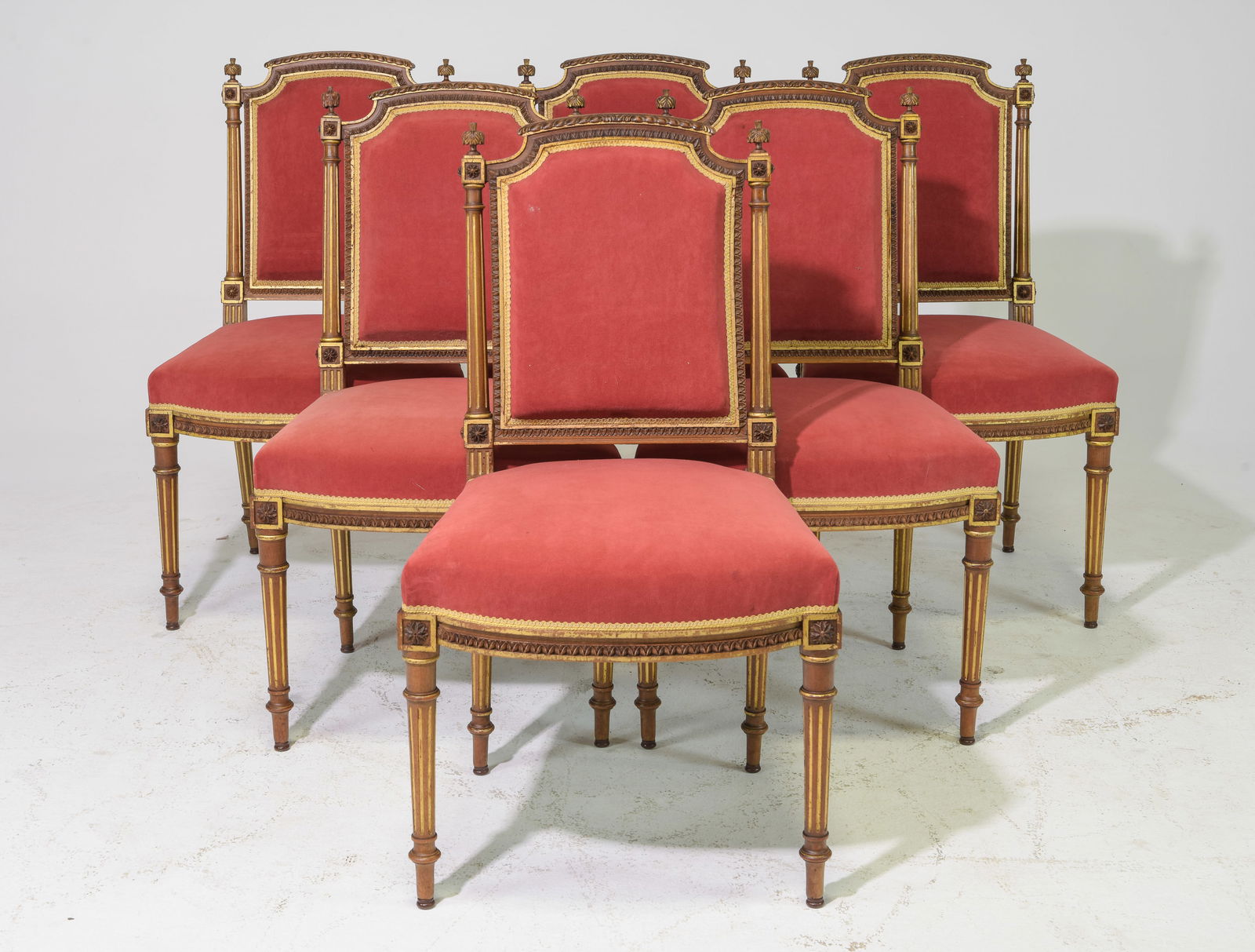 Set of Six Louis XVI Style Walnut Dining Chairs (1 of 6)