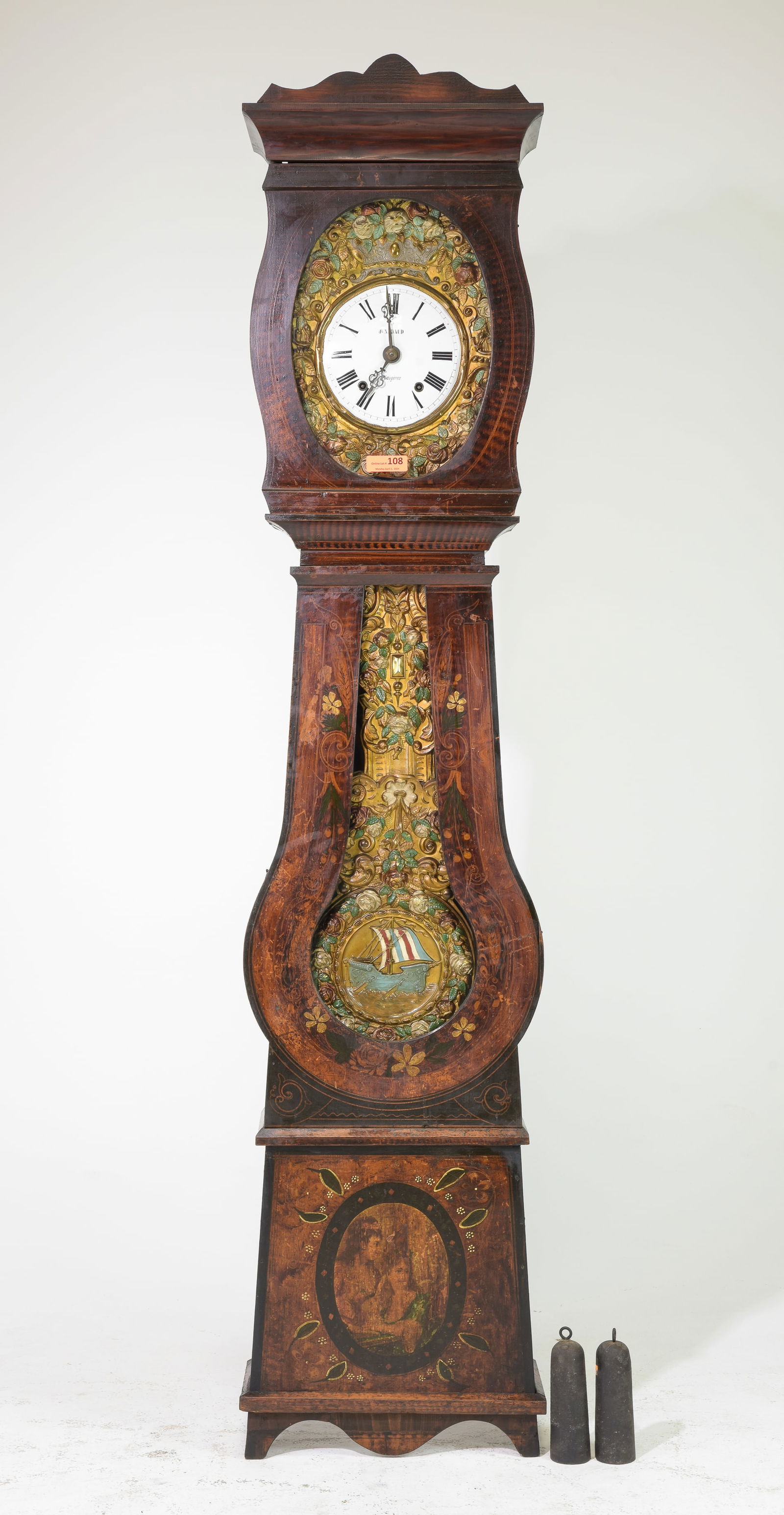 French Banjo Shaped Grandfather Clock (1 of 5)