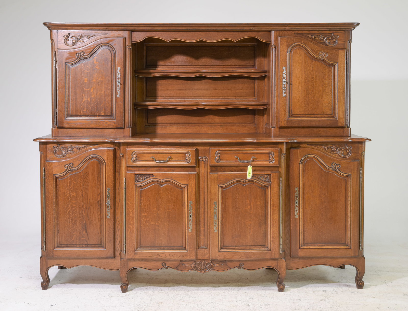 Louis XV Style Oak Vaissilier / Buffet: French Louis XV Style Oak Vaissilier / Buffet c.1940's-50's - 69 in tall x 86 x 24, This will break down for easier transport