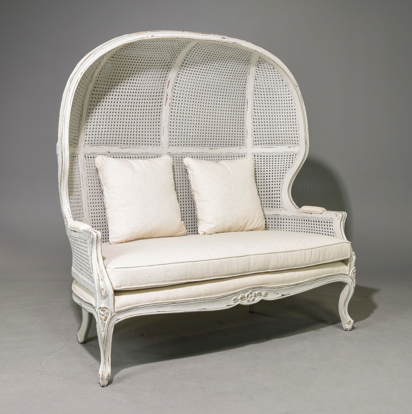French Style Painted Double Caned Balloon Settee (1 of 3)