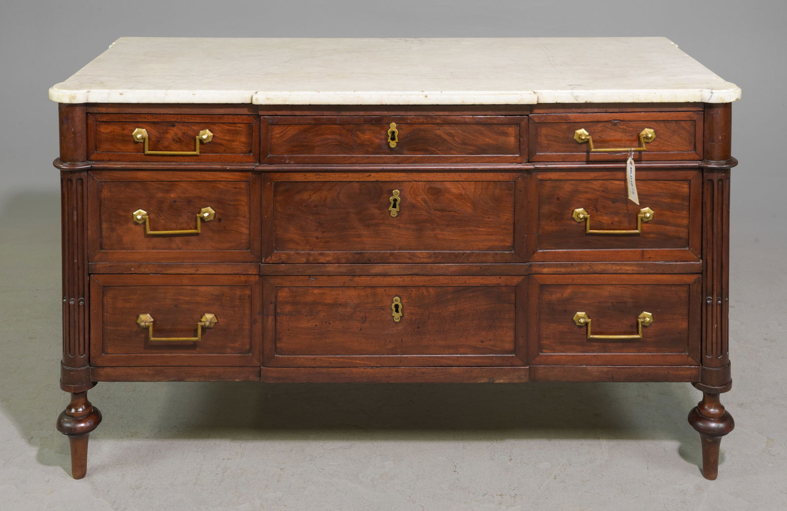 Louis XVI Style White Marble Top Low Chest (1 of 4)