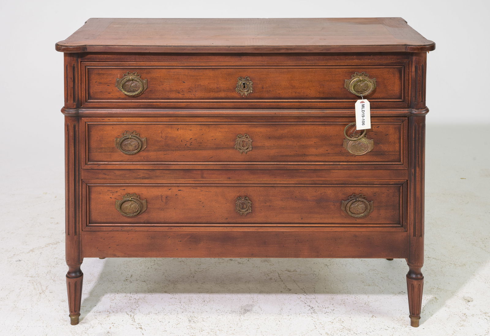 Louis XVI Style Three Drawer Walnut Chest (1 of 5)