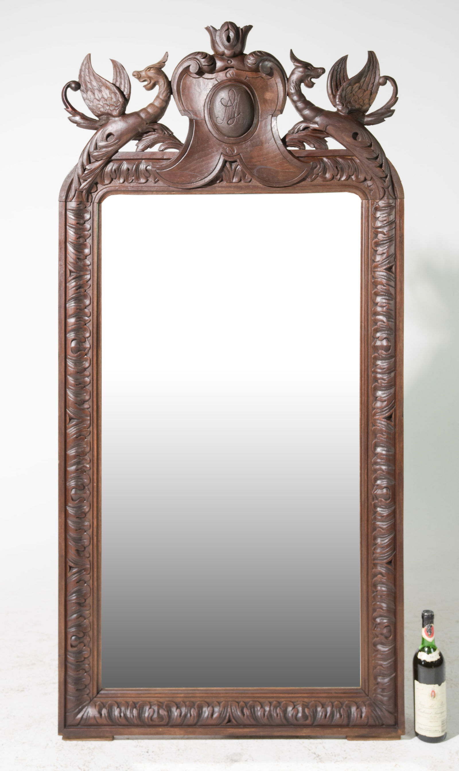 French Renaissance Style Carved Oak Framed Mirror (1 of 4)