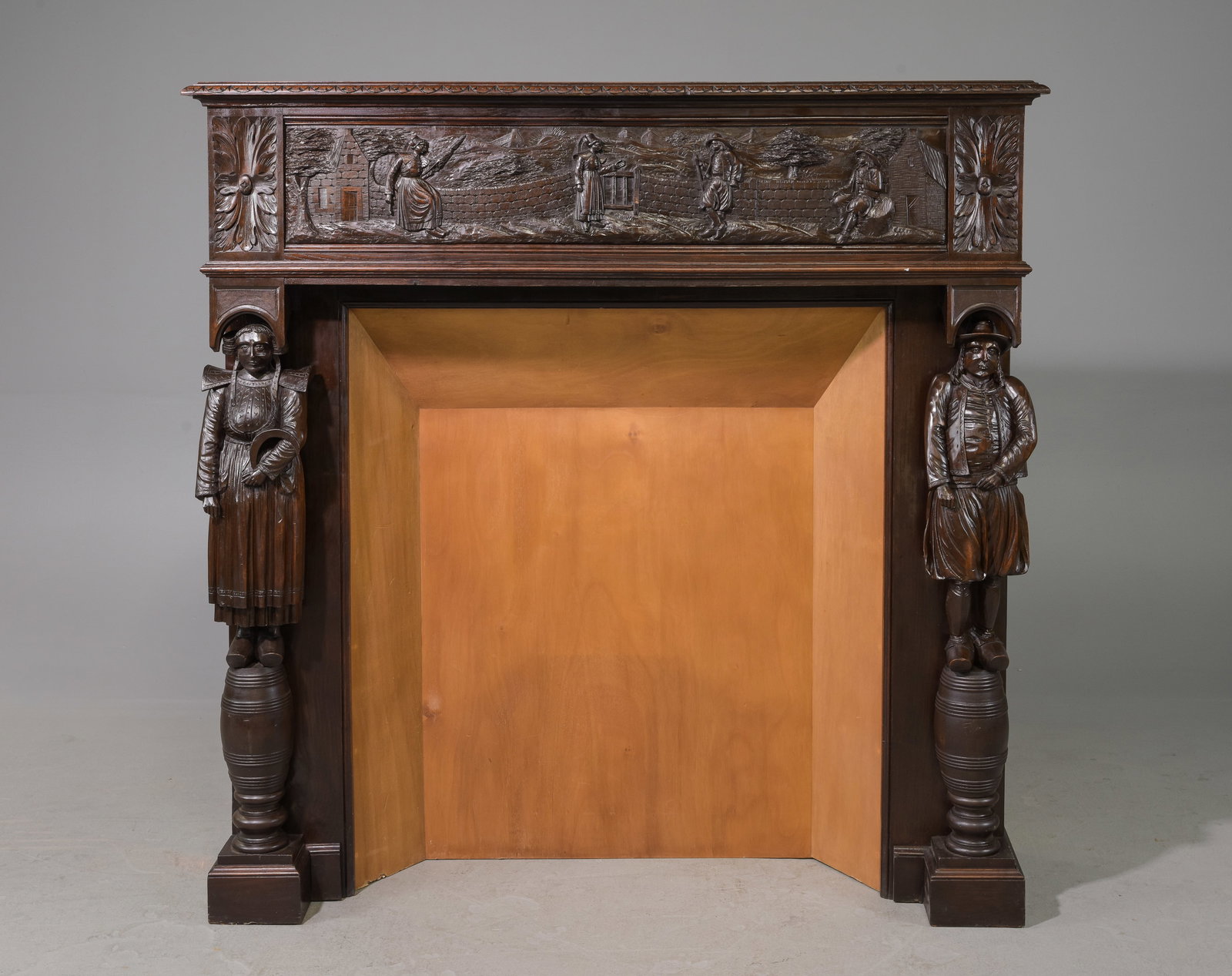 French Breton Style Finley Carved Oak Mantle (1 of 10)