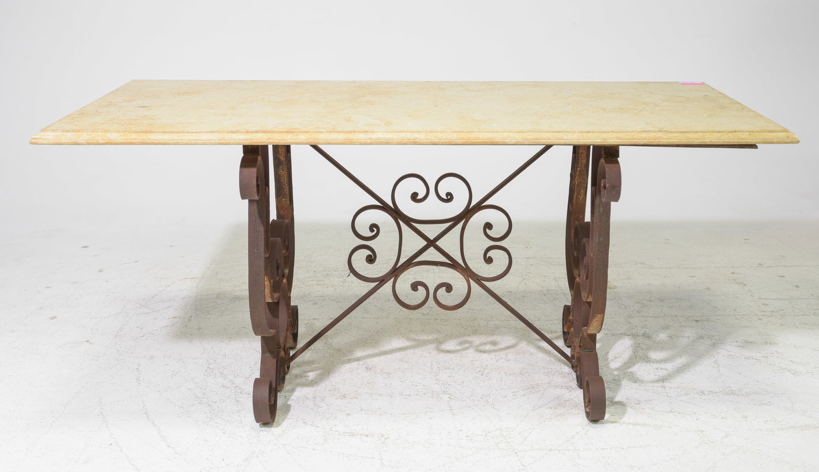 French Style Large Iron Base Marble Top Table (1 of 5)