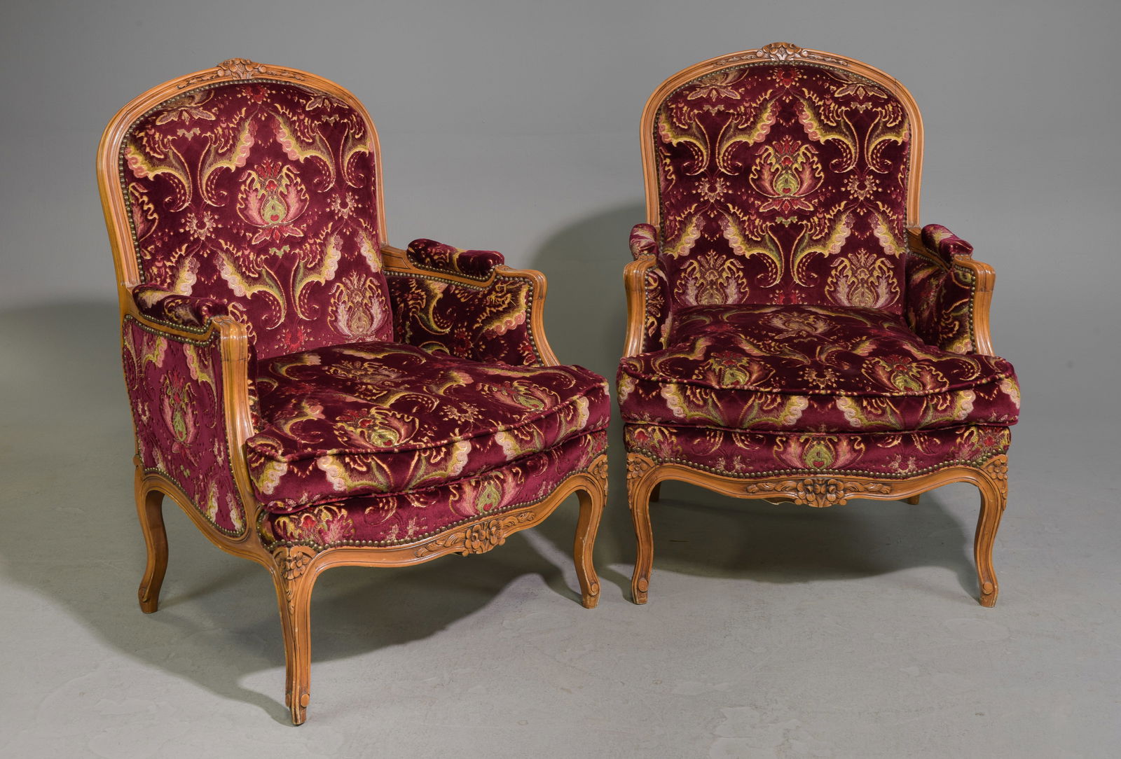 Pair of Louis XV Style Large Bergere Chairs (1 of 3)