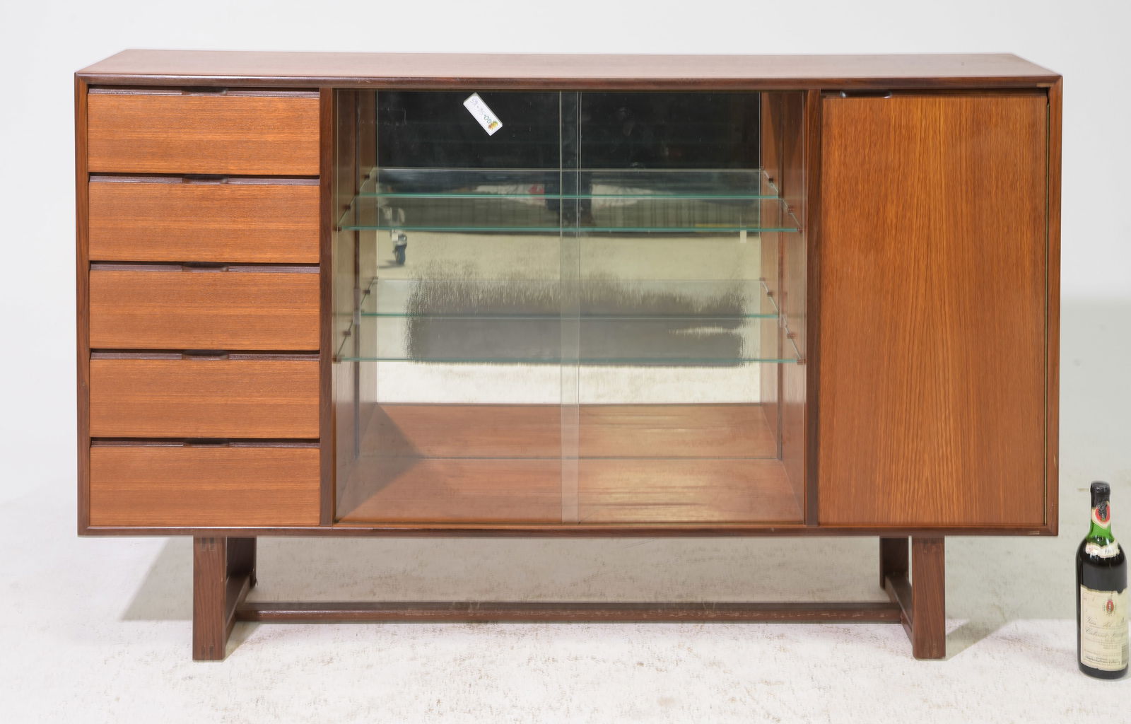 Mid Century Modern Cocktail Cabinet: Danish Modern Style Sliding Glass Door Cocktail Cabinet - 37.5 in tall x 60 x 13