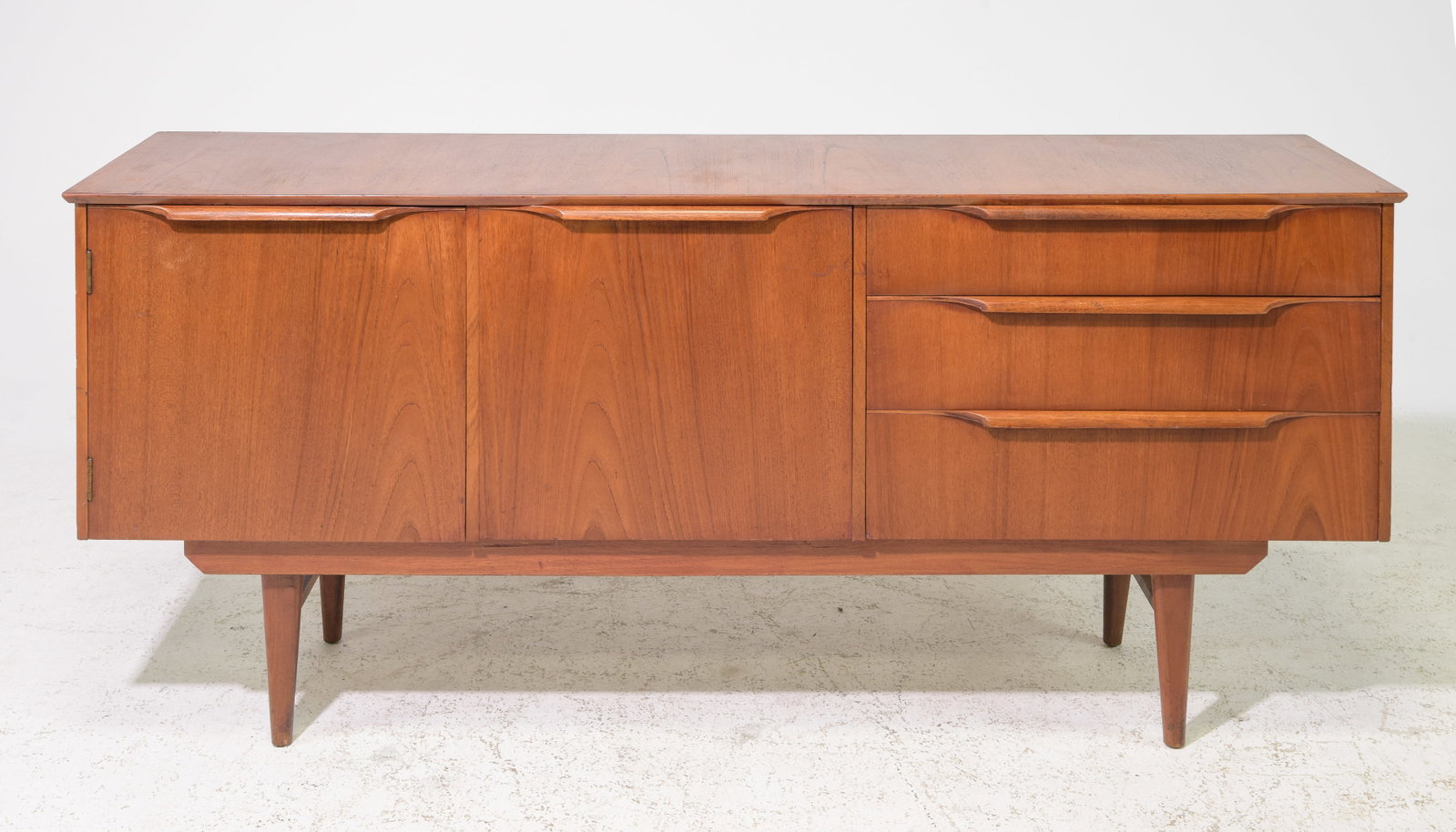 Mid Century Modern Teak Credenza / Sideboard: Danish Modern Style Teak Credenza / Sideboard - 29 in tall x 66 x 17