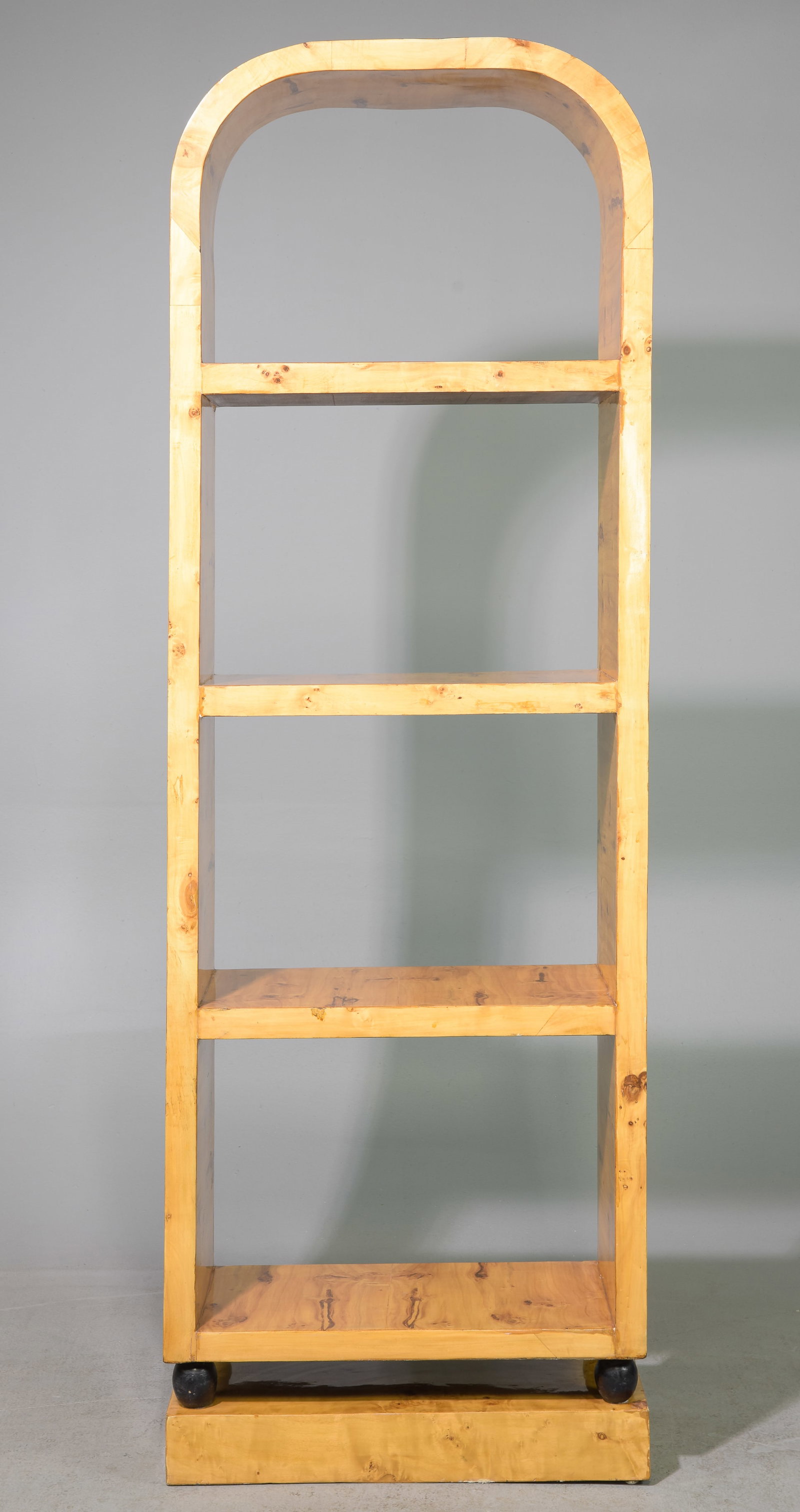 Art Deco Style Burled Open Bookshelf: Art Deco Style Burled Open Bookshelf - 71 in tall x 24 x 12
