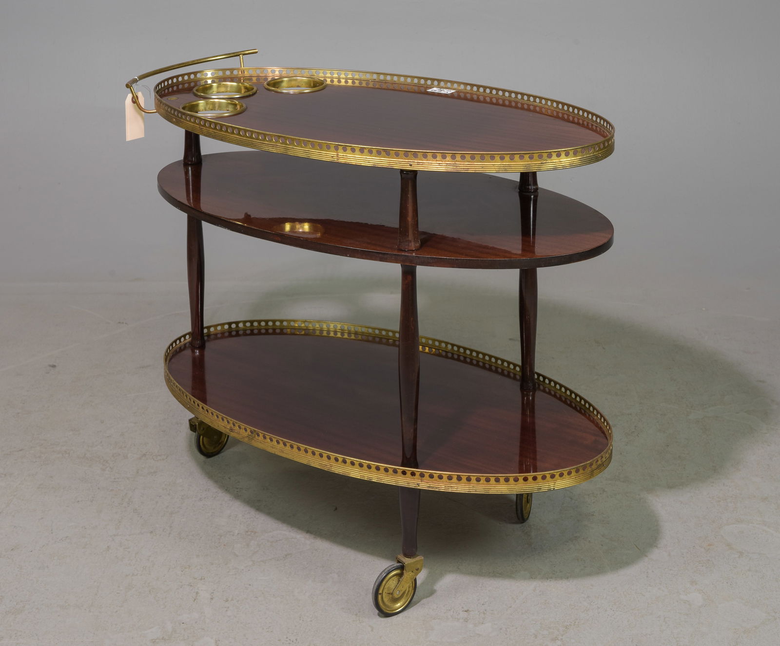 British Mahogany Three Tier Bar Cart / Trolley (1 of 4)