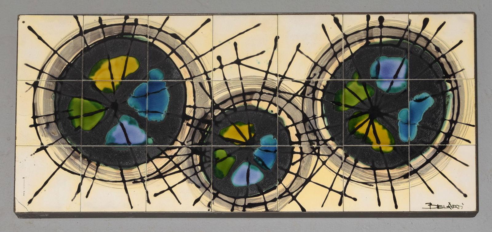 Mid Century Modern Metal Framed Tile Wall Art (1 of 5)