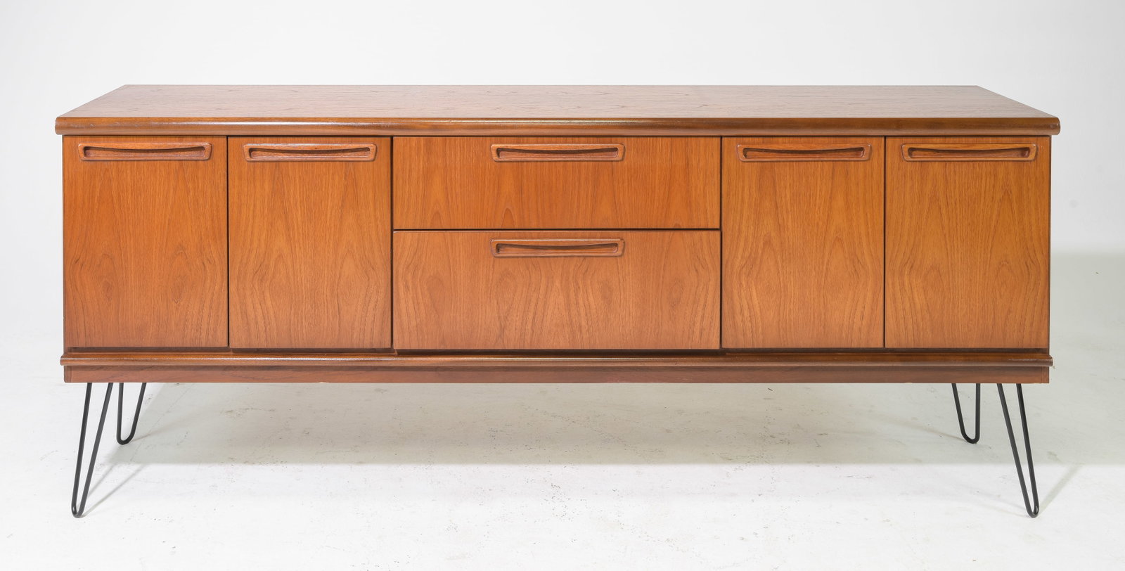 Mid Century Modern Sideboard on Hair Pin Legs: Danish Modern Style Sideboard / Credenza on Hair Pin Legs - 33 in tall x 79 x 18