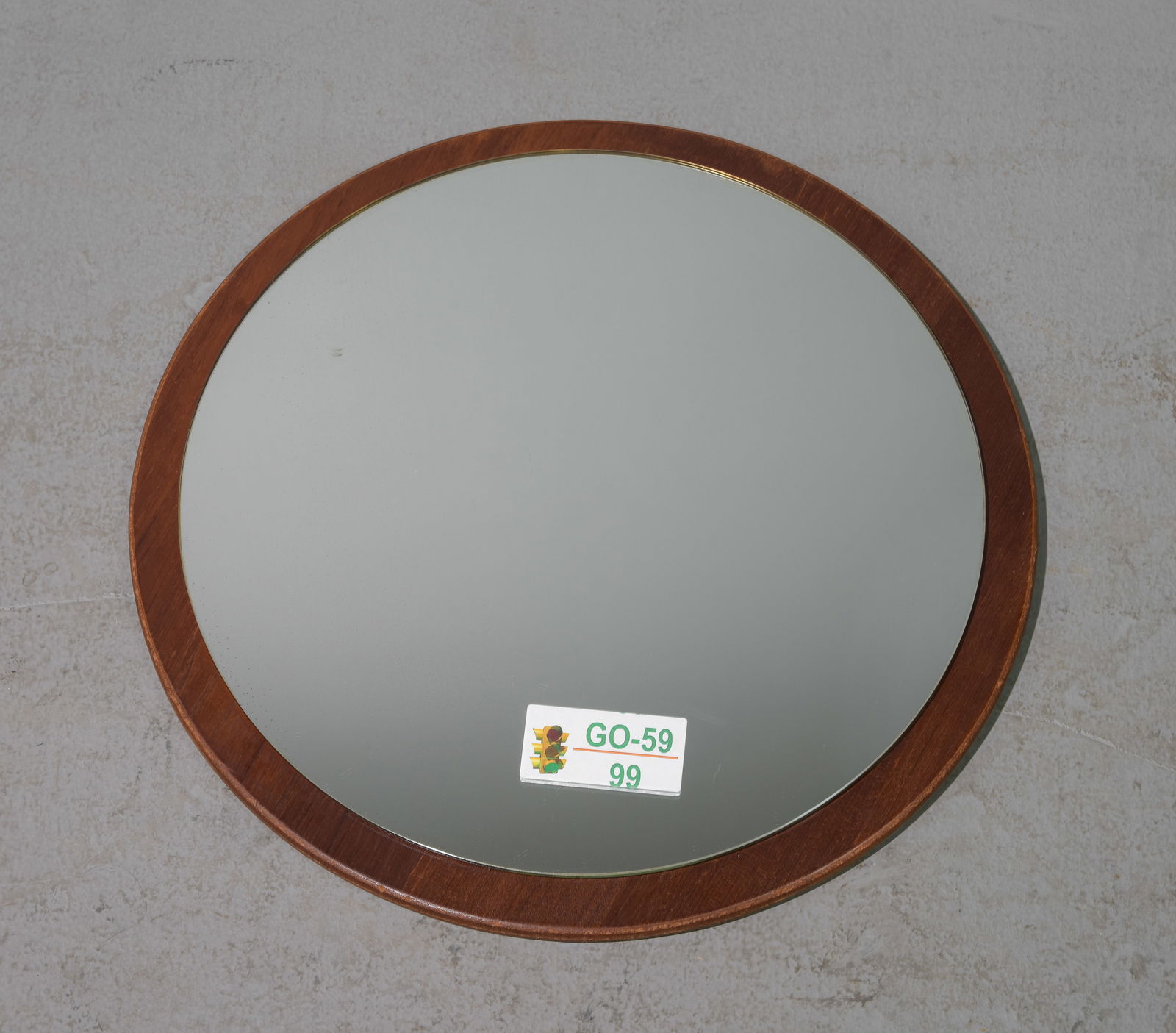 Mid Century Modern Round Mirror on Teak Back #1 (1 of 3)