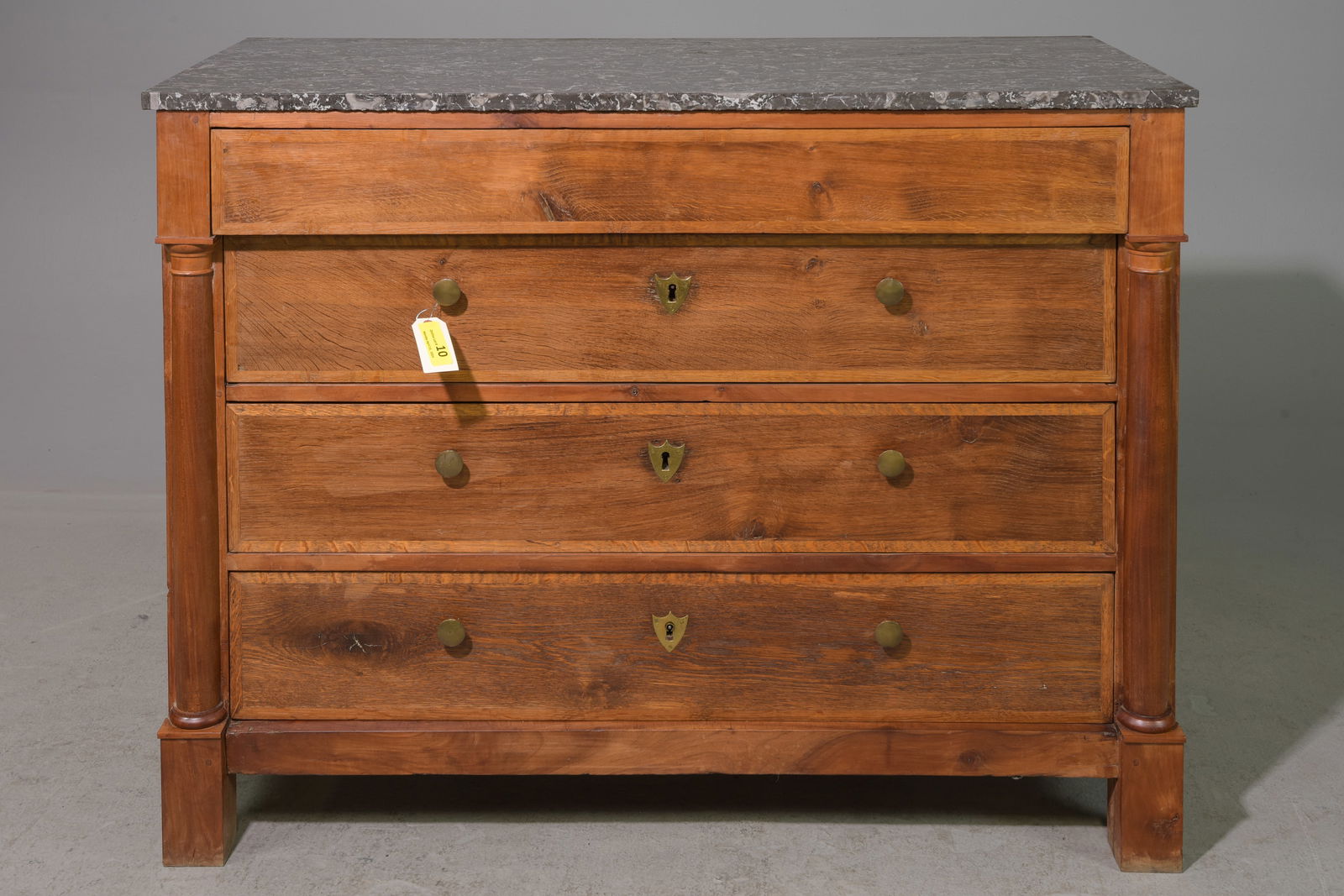 French Empire Style Walnut Marble Top Chest (1 of 7)
